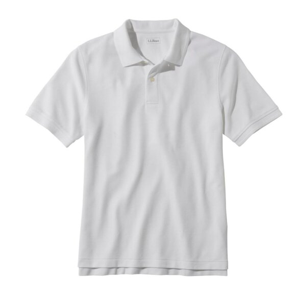 LL Bean Premium Double L® Polo Banded, Short-Sleeve Without Pocket - White Med - Picture 1 of 5